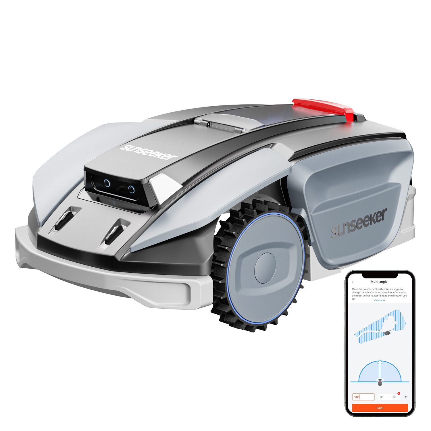 Sunseeker Rasenmähroboter S5, bis 1600 m² Rasenfläche, (Packung), AWD, RTK+Vision, KI Kartierung, 60% Steigung, App-Steuerung