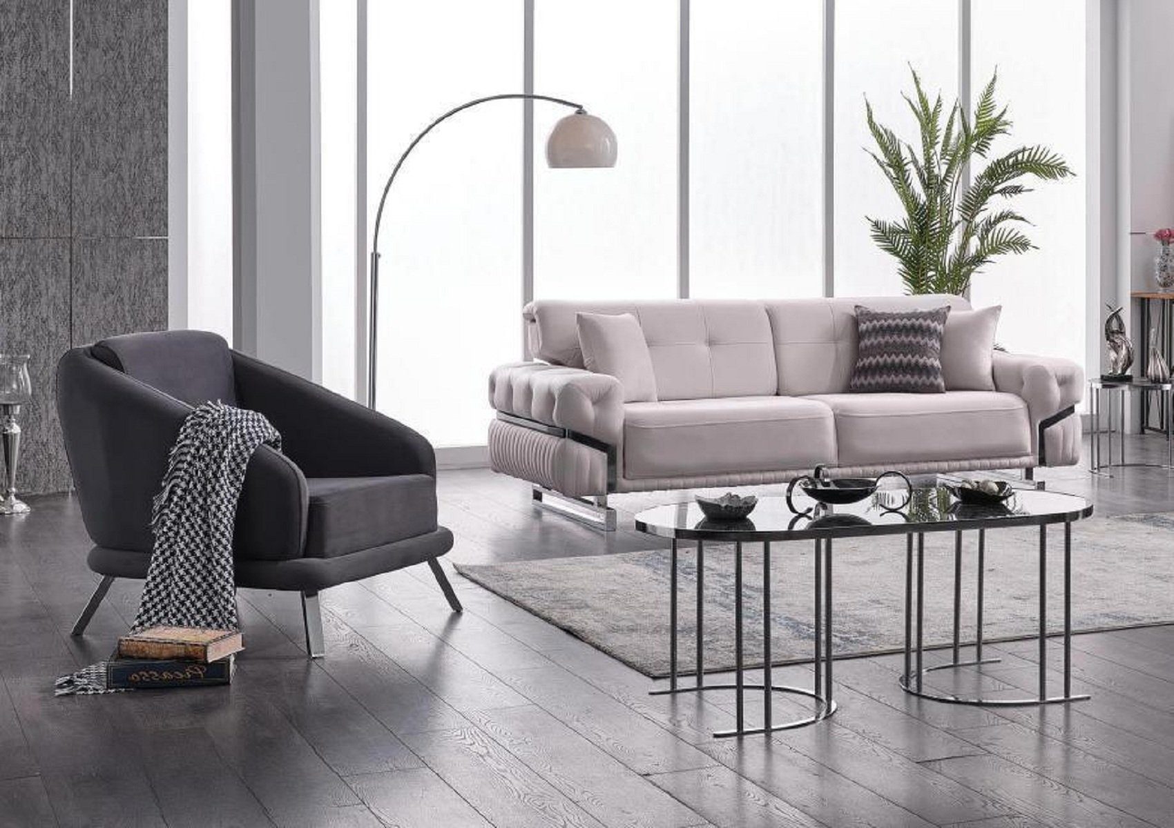 Europa JVmoebel Sessel), (2-St., Dreisitzer Made Sofa Couch Sessel Sitzer + Sitzer, in 3 Wohnzimmer-Set Set 3+1 Sofagarnitur Luxus Wohnzimmer
