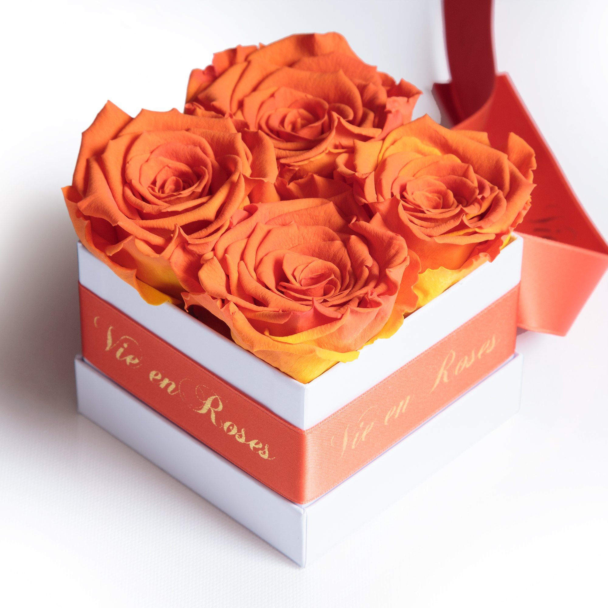 8.5 Infinity Valentinstag Frauen für Geschenk Heidelberg, cm, weiß orange Rosen Rosenbox Rose, SCHULZ für ROSEMARIE Kunstblume Damen zum Poesie Deko Höhe