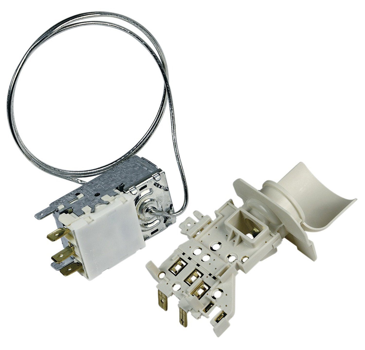 Whirlpool Montagezubehör Kühlschrank Thermostat K59-S2785 + Lampenfassung 481228238175, Kapillarrohr 3x6,3mm AMP