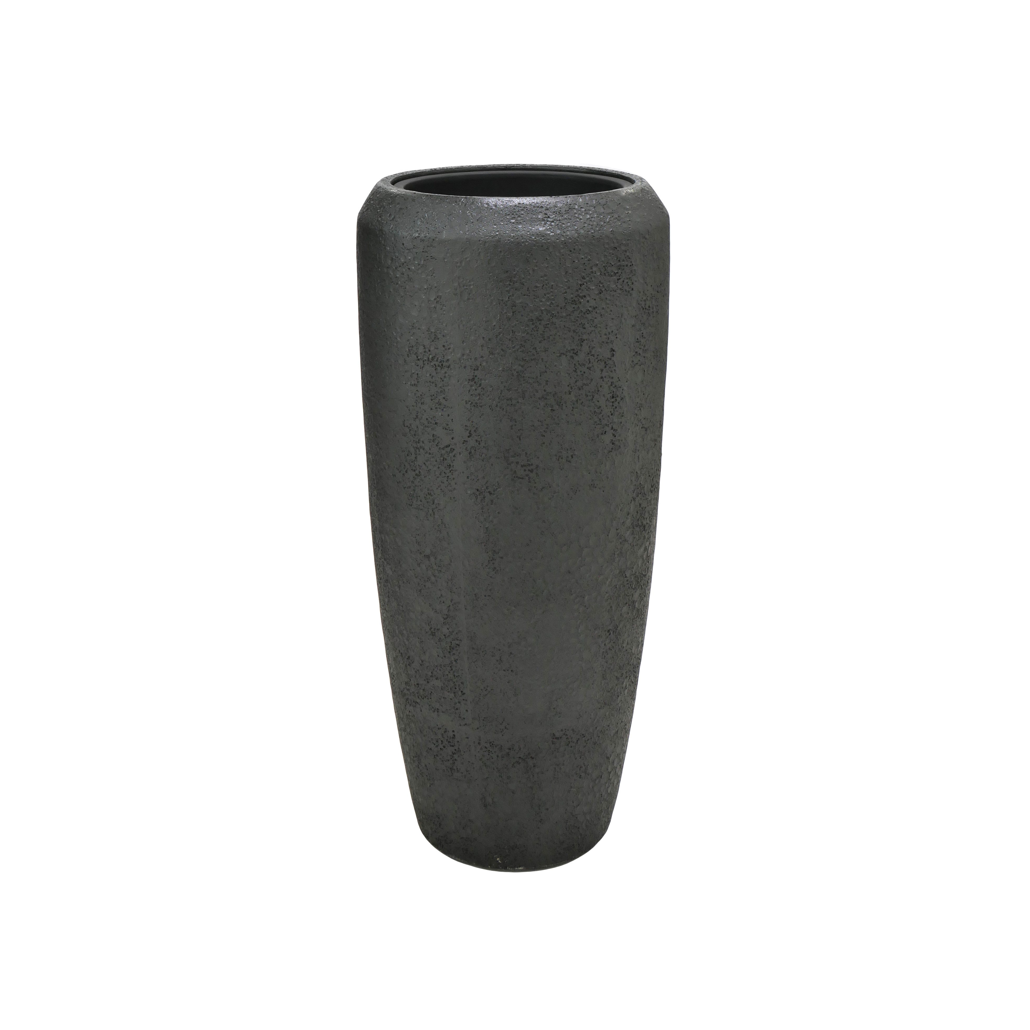 Flingora Bodenvase Cleo, mit Einsatz - Fiberglas - Indoor & Outdoor - Graphitschwarz - 75 cm