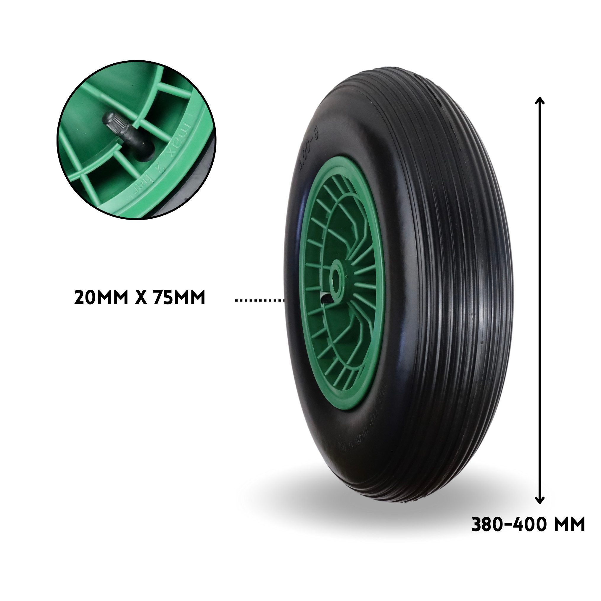 Frosal Ersatzrad FROSAL Schubkarrenrad Luftrad 400(380)mm,  Ersatzrad 4.80/4.00-8 (1 St)