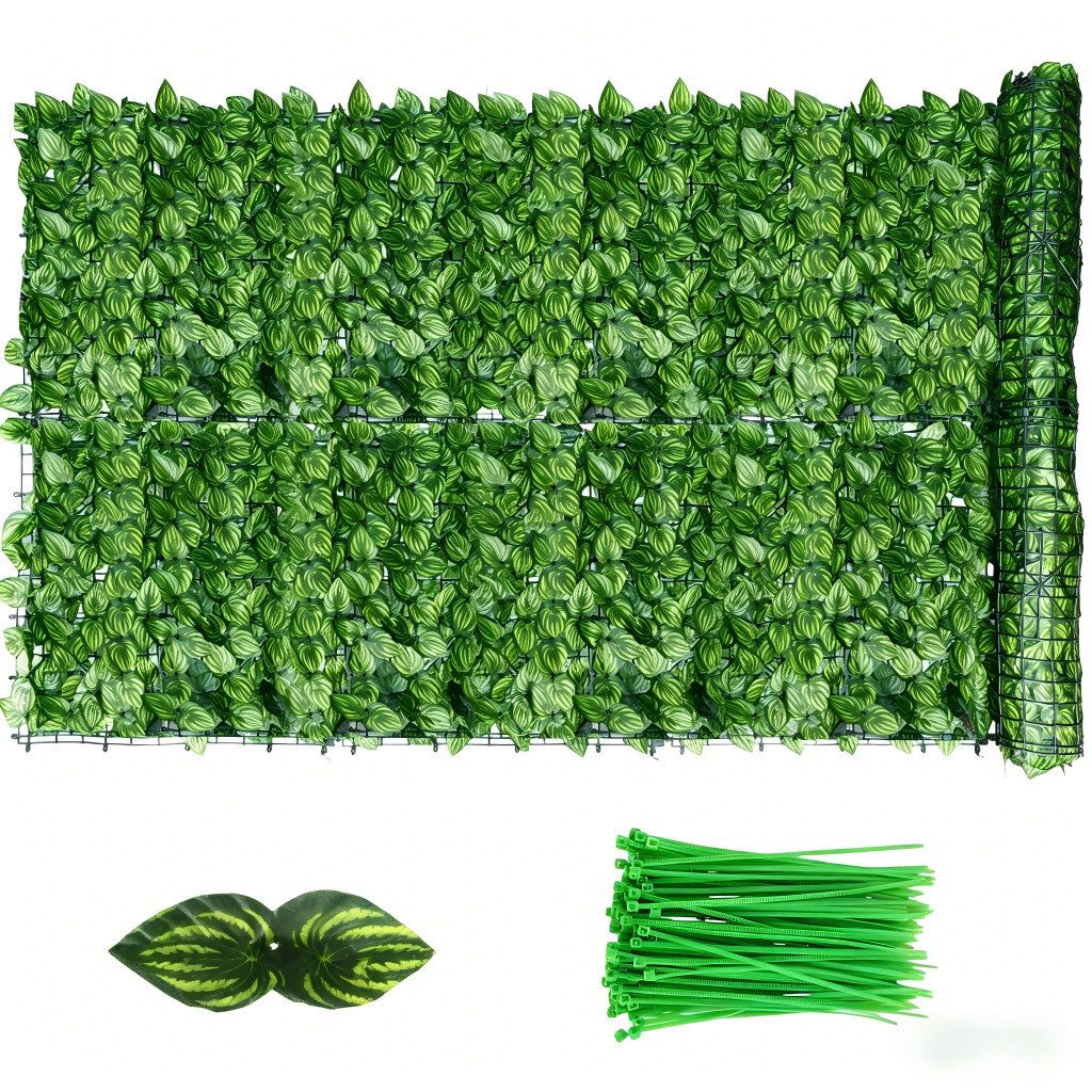 BlingBin Balkonsichtschutz Sichtschutzhecke Windschutz Efeu Sichtschutz Blätterzaun 1x3M (1er Set, 1-St., 300x100cm) Kunsthecken-Sichtschutz für Balkon und Terrasse, 2026 Neues Upgrade