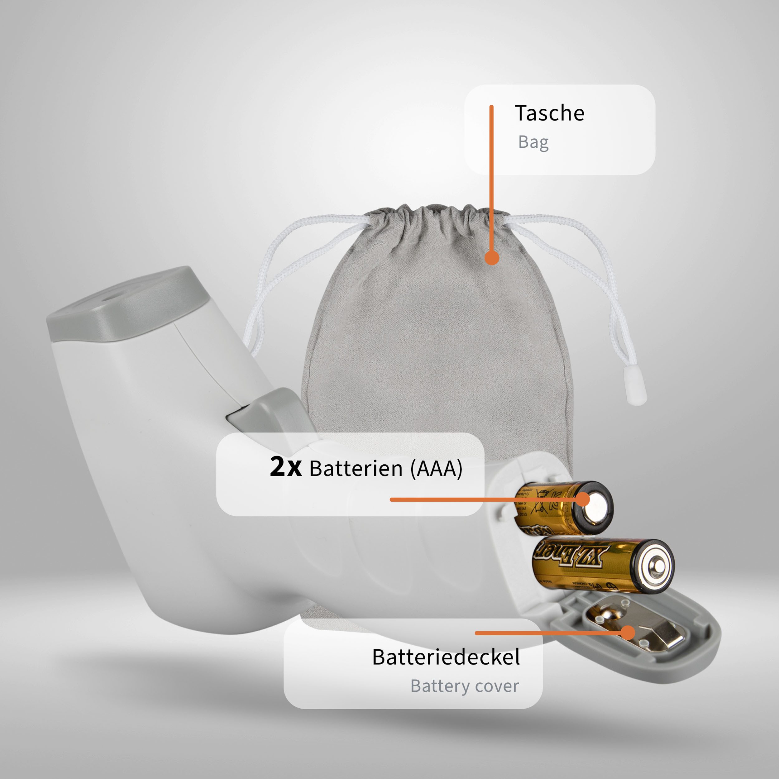 pulox Infrarot-Fieberthermometer JPD-FR202 für Stirn und Oberflächen inkl. Batterien und Tasche