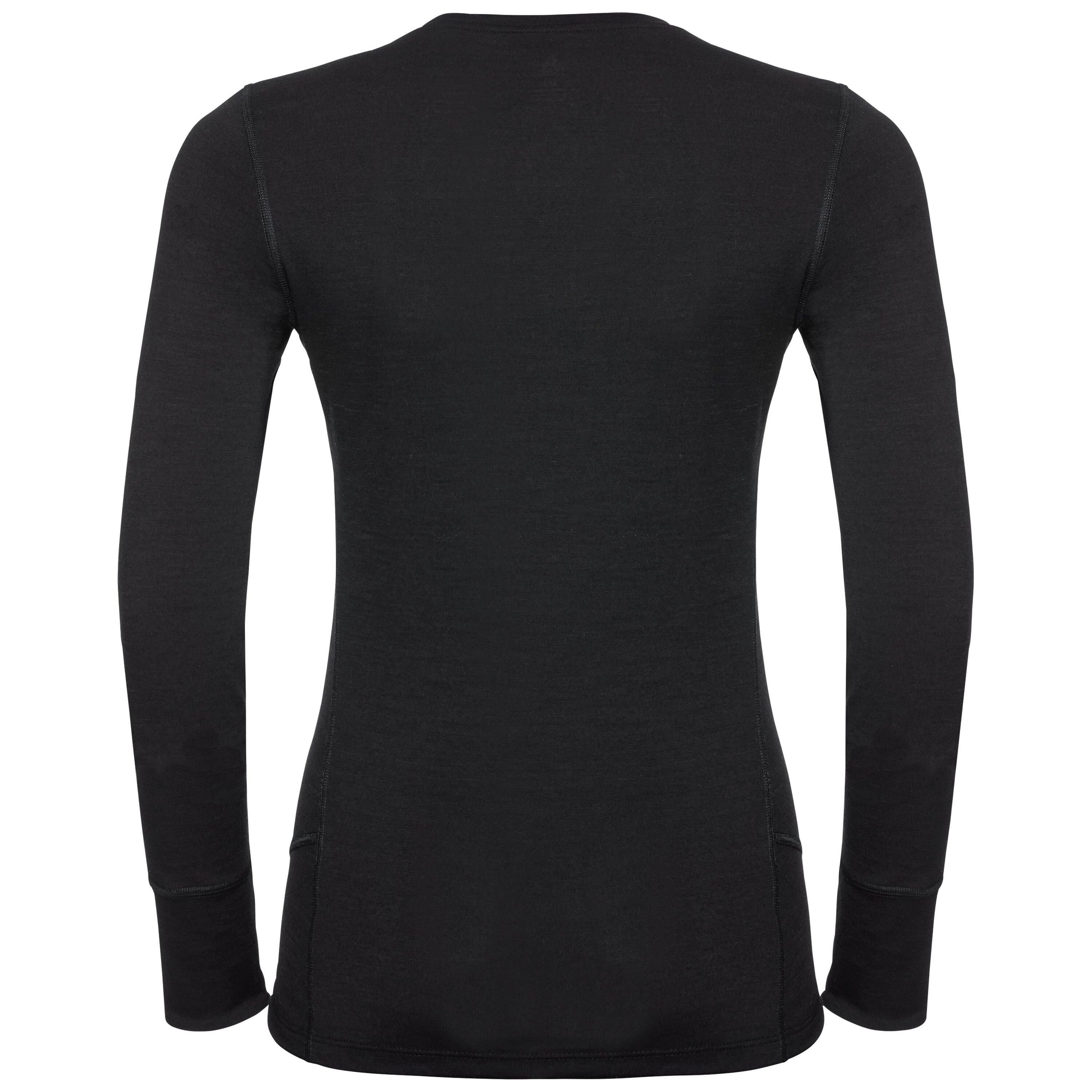 Odlo black Natural Damen Sportunterwäsche Langarm-Shirt Warm Funktionsunterhemd 100% Merino