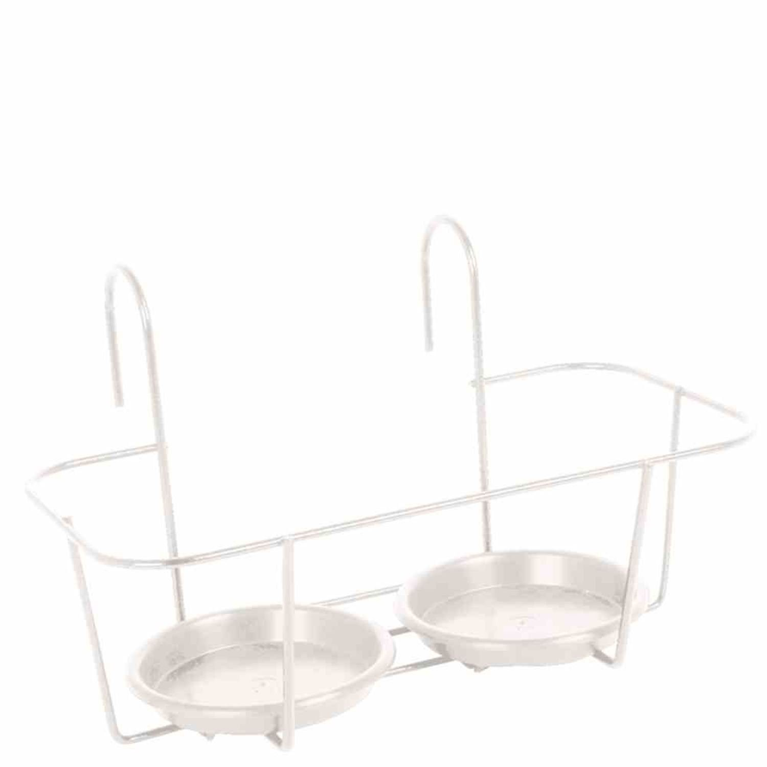 Jardifer Blumenkastenhalter Haken-Blumentopfhalter 2 Töpfe klein, weiß