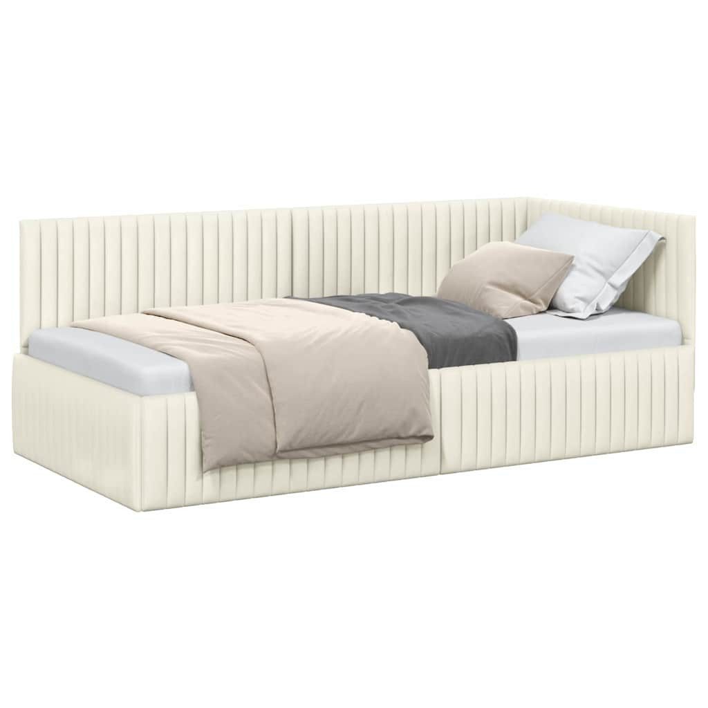 vidaXL Bett Eckbettgestell mit Kopfteil Creme günstig online kaufen
