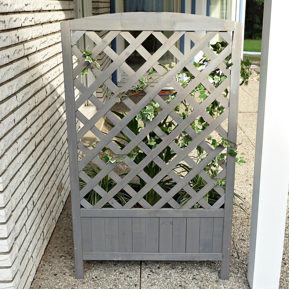 Melko Blumenkasten Rankkasten Blumenkasten Rankgitter Holz Grau 72x30x120 cm Rankhilfe (Stück), Rankhilfe