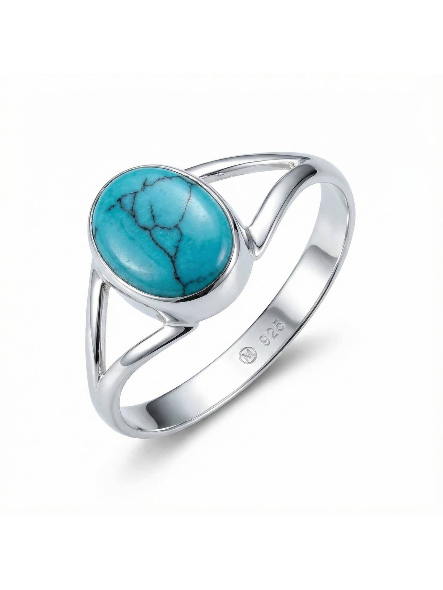 mantraroma Silberring HARDIN aus 925 Silber mit Türkis (Ring mit Schmuckbeutel), Damenring aus 925er Silber