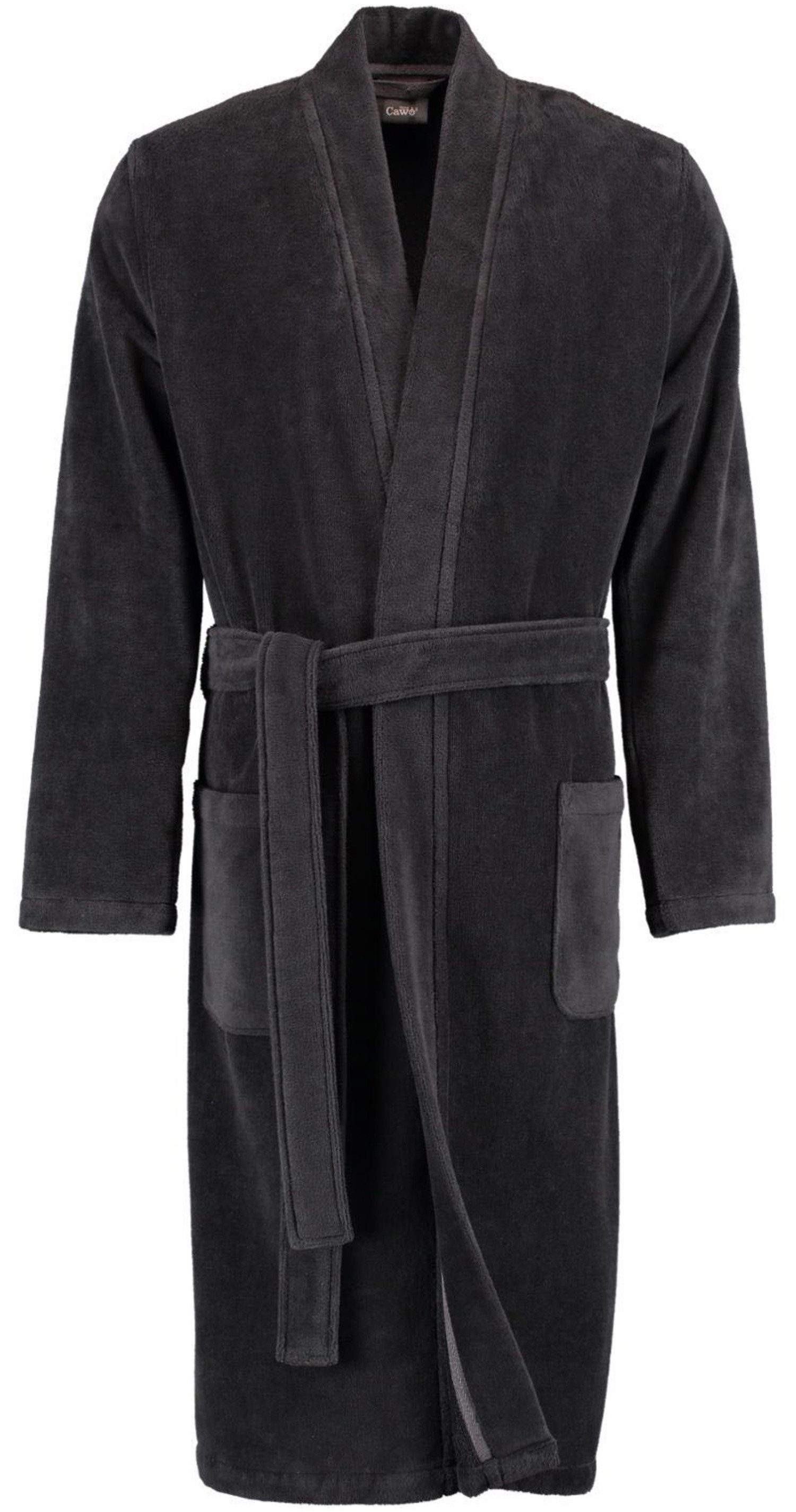 Cawö Herrenbademantel, Frotteevelours, Kimono-Kragen, Gürtel, Wirkvelours-Qualität