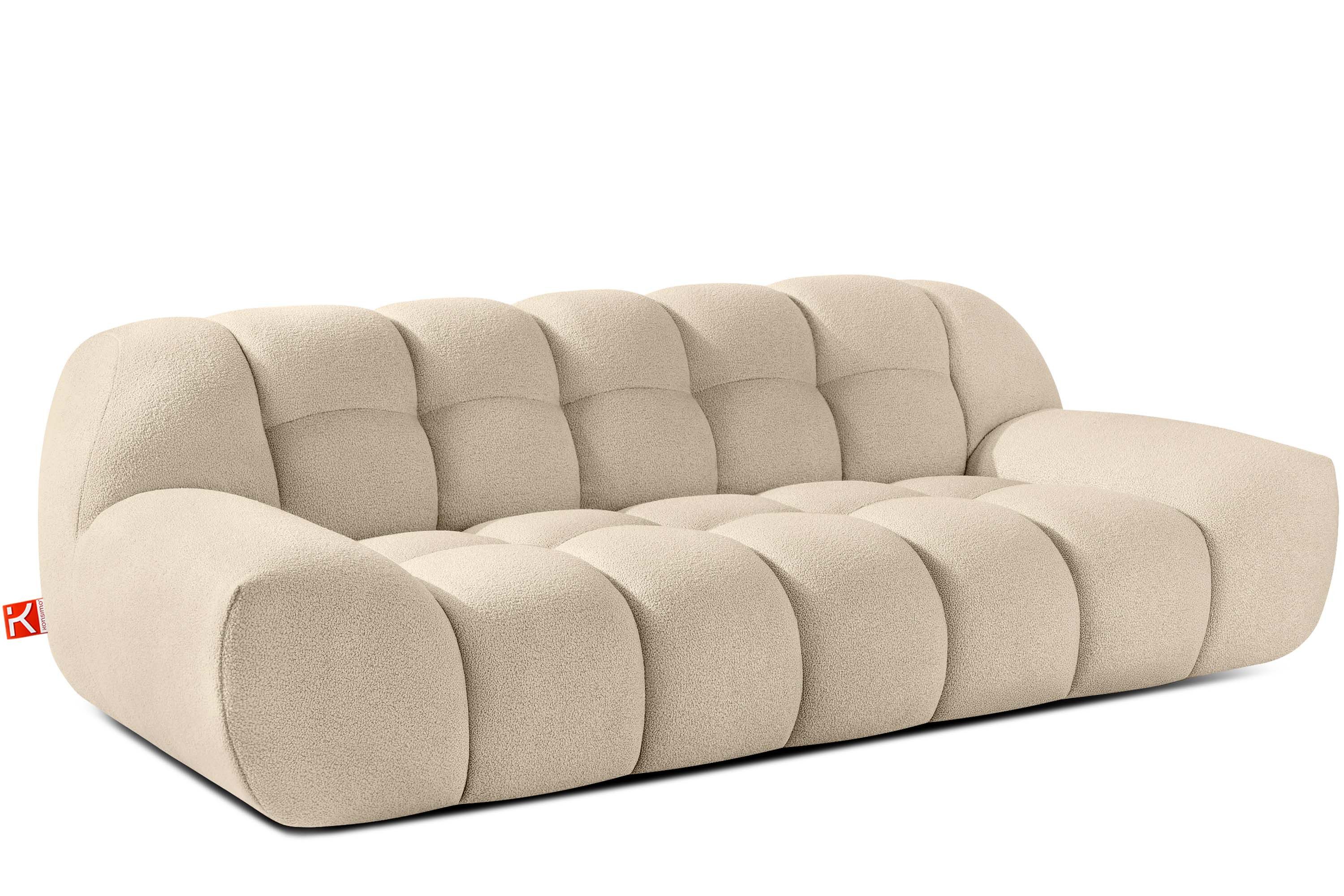KONSIMO® 3-Sitzer VENA Einzelsofa, Japandi-Stil, Premiumqualität aus EU, 225 cm x 72 cm x 100 cm, 2-Sitzer Sofa, handgefertigter Bubble-Effekt, organische Form, Bouclé