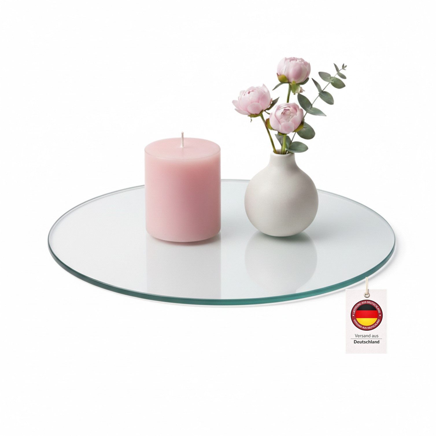 HOOZ Servierplatte Glasablage Ø 40 cm Transparent Sicherheitsglas 6mm – Tisch & Deko Rund, ESG Glas, (Dekoplatte Glas, 1-tlg., pflegeleichte Glasplatte), Präsentationsplatte, Käseplatte, Tortenplatte, Glas Tablett für Feiern