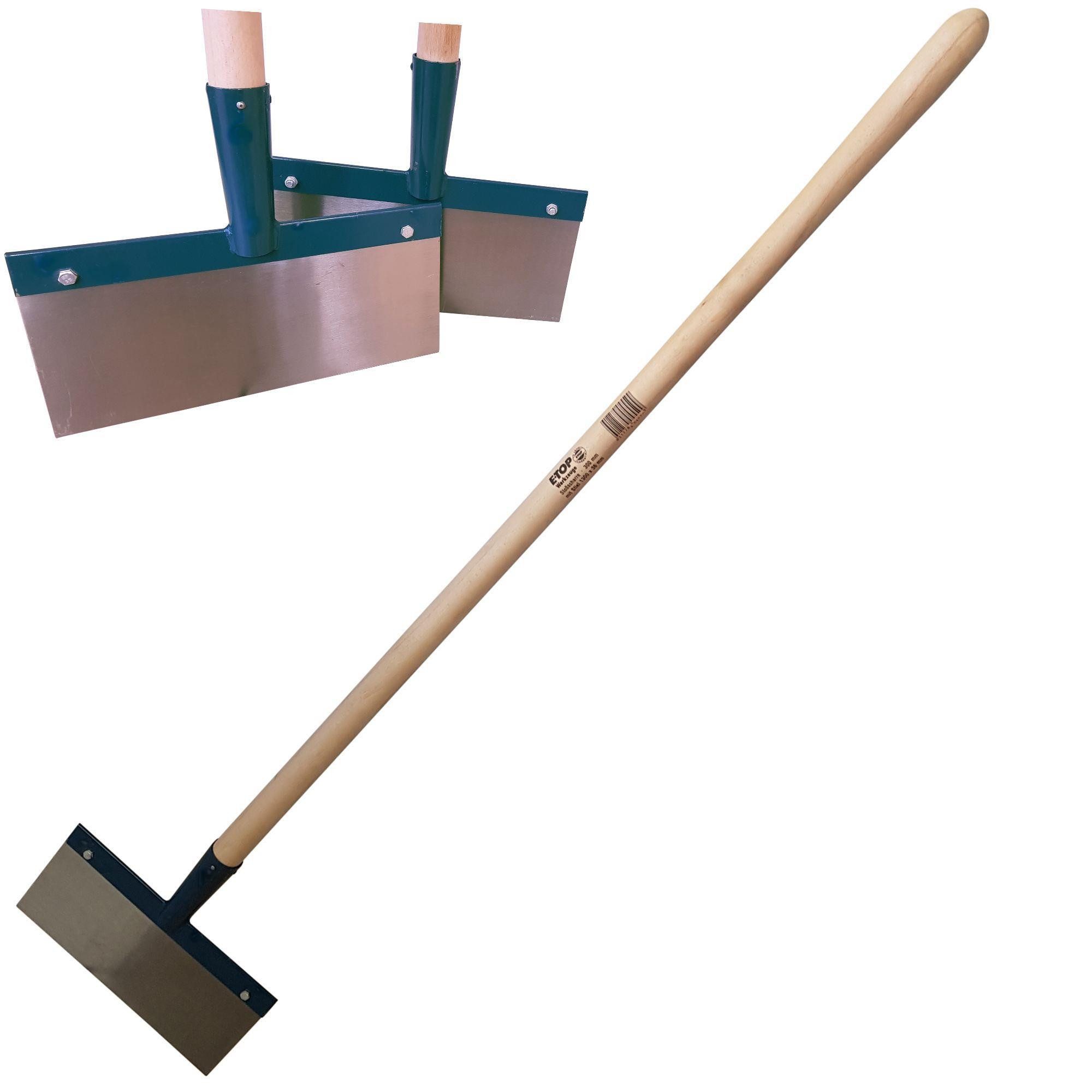 BauSupermarkt24 Schneeschieber Stoßscharre 30 cm mit Hartholzstiel