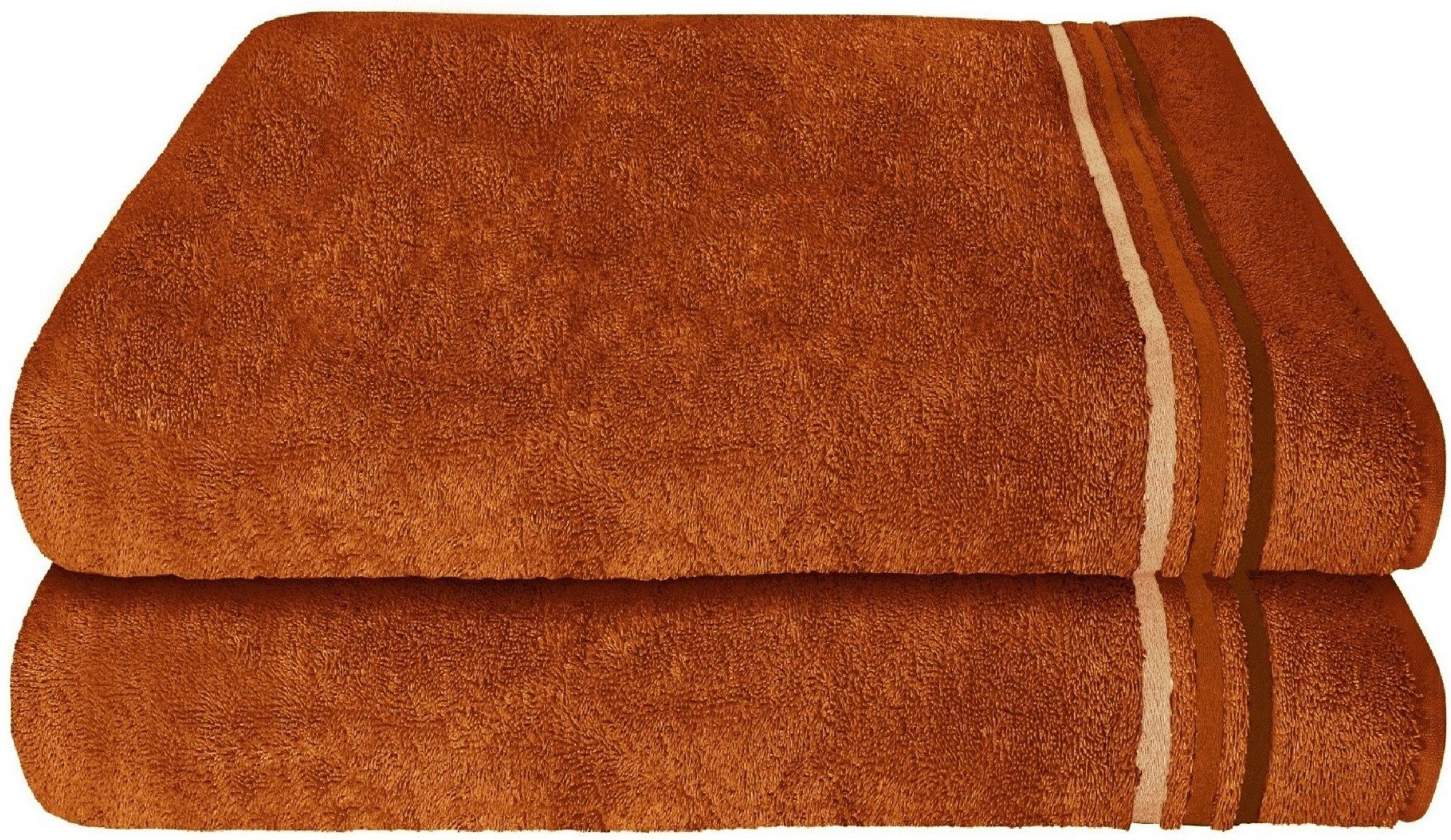 Schiesser Duschtücher Skyline Color aus 100 % Baumwolle mit eleganter Streifenbordüre, Frottier (Set, 2-St), OEKO-TEX® MADE IN GREEN