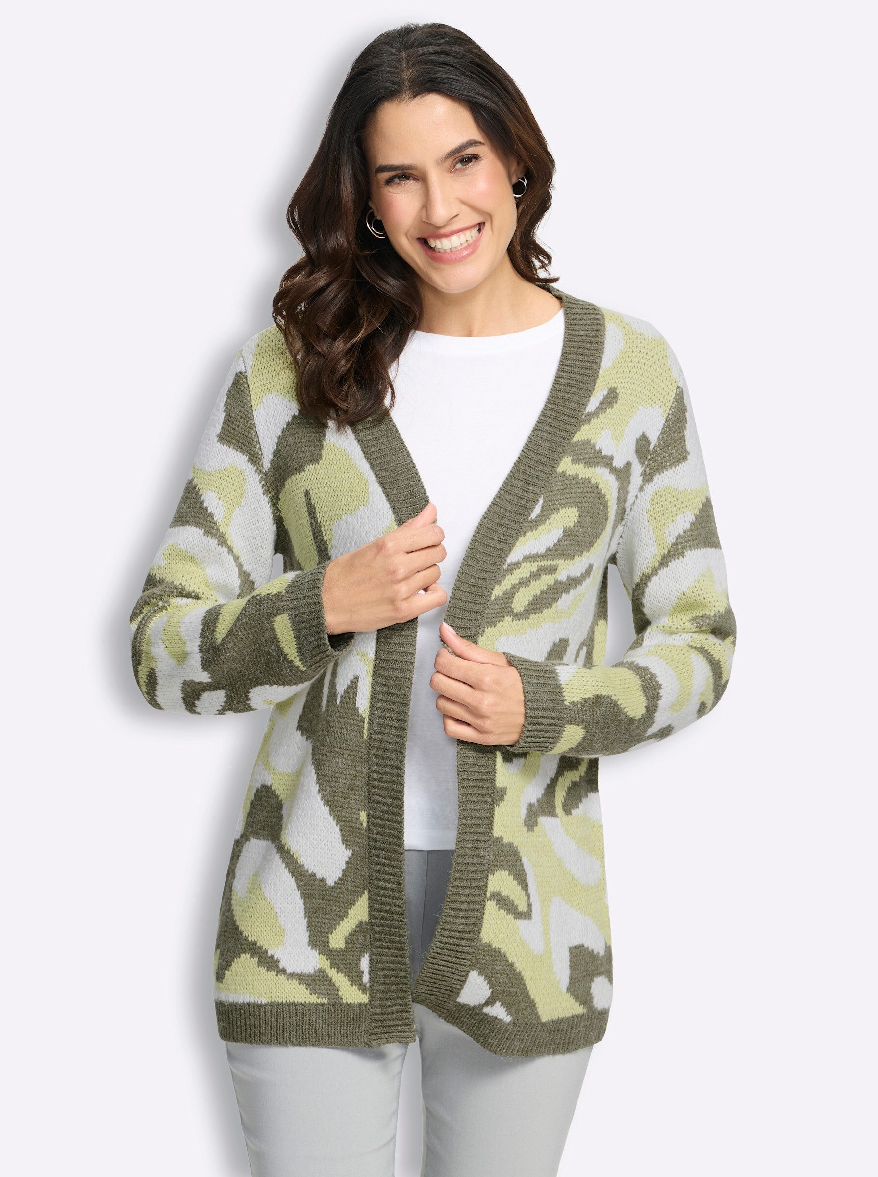 Witt Strickjacke Jacquard-Strickjacke Langarm Jacquard