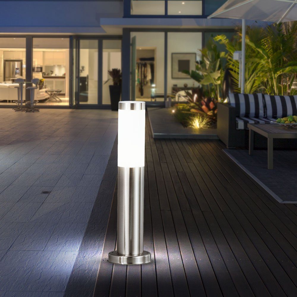 etc-shop LED Außen-Stehlampe, inklusive, LED Warmweiß, Garten Leuchtmittel Steh Lampen Set Sockel Strahler Außen Leuchten 2er