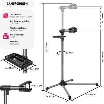 tectake Fahrrad-Montageständer Fahrradmontageständer mit Werkzeugablage und