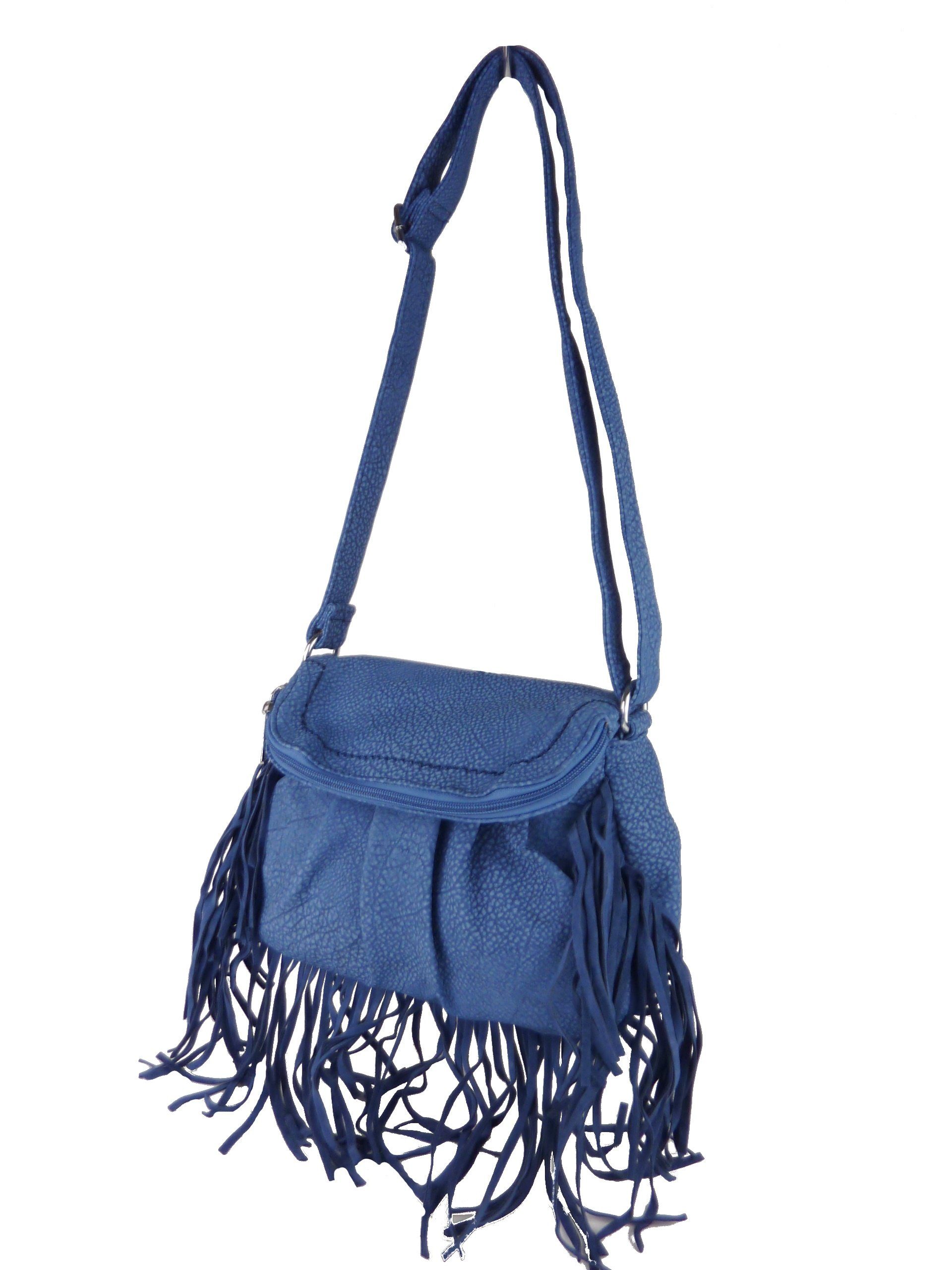 Taschen4life Umhängetasche kleine Tasche mit Fransen E113, Fransentasche zum umhängen, croos over bag, casual Streetware