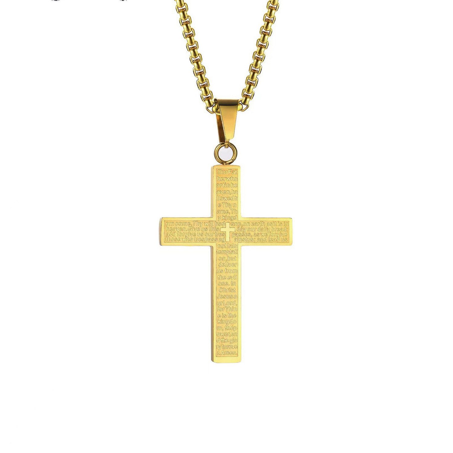 KARMA Edelstahlkette Halskette mit Kreuz Silber günstig online kaufen