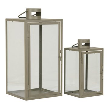 House Nordic Kerzenständer Corfu Lanterne, 2er-Set - Laterne mit Griff aus Metall und Glas, gr...