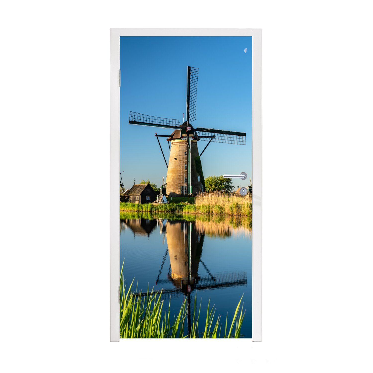 MuchoWow Türtapete Mühle - Frühling - Niederlande, Matt, bedruckt, (1 St), Fototapete für Tür, Türaufkleber, 75x205 cm