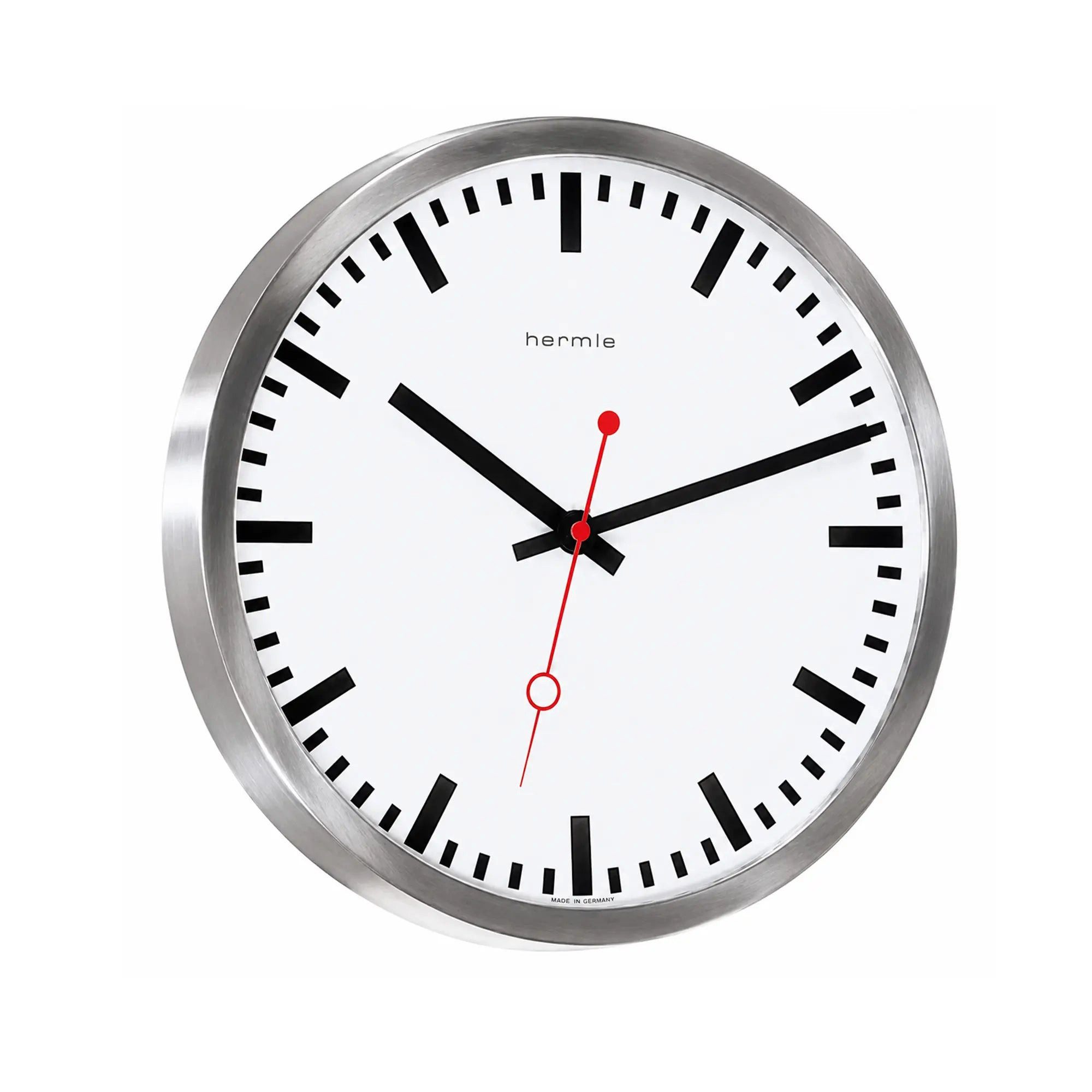Hermle Wanduhr Bahnhofsuhr Quarzwerk Edelstahl - Hermle Modell: 30471-002100