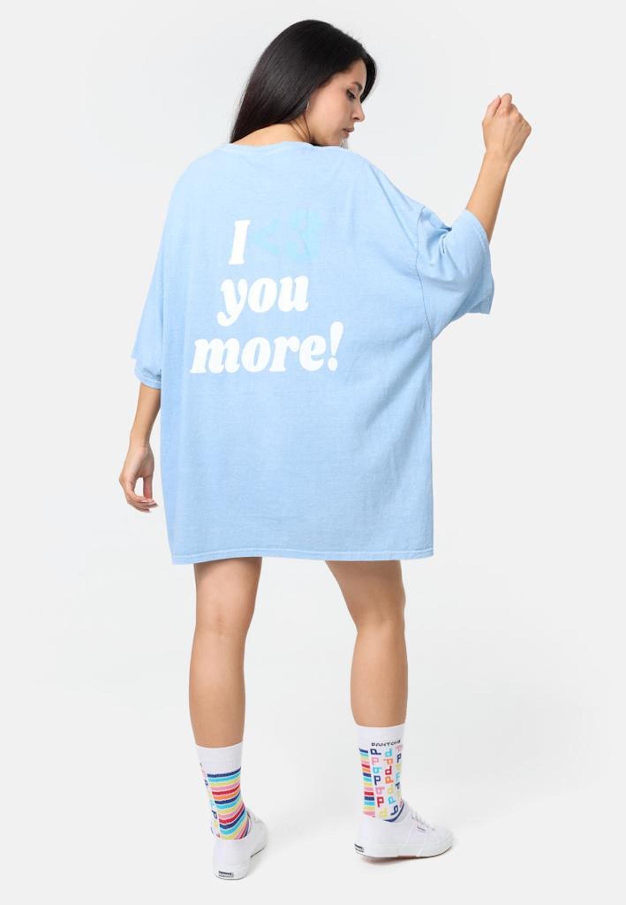 Oberteil Oversized T-Shirt Print I Worldclassca Tee Worldclassca Skyblau T-Shirt lang Love Sommer