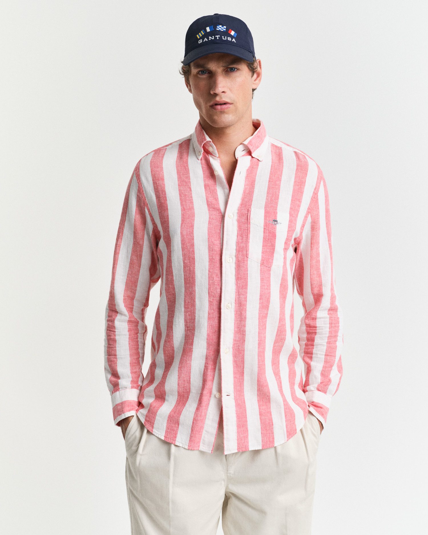 Langarmhemd REG COTTON LINEN BOLD STRIPE SHIRT