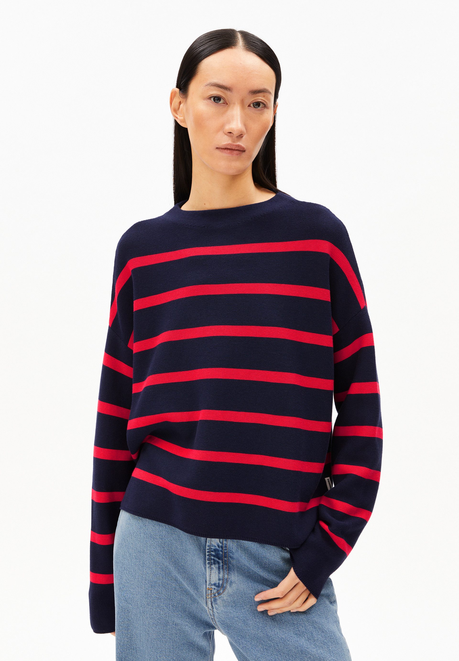 Armedangels Strickpullover MERINAA STRIPES Pullover aus Bio-Baumwolle Loose Fit