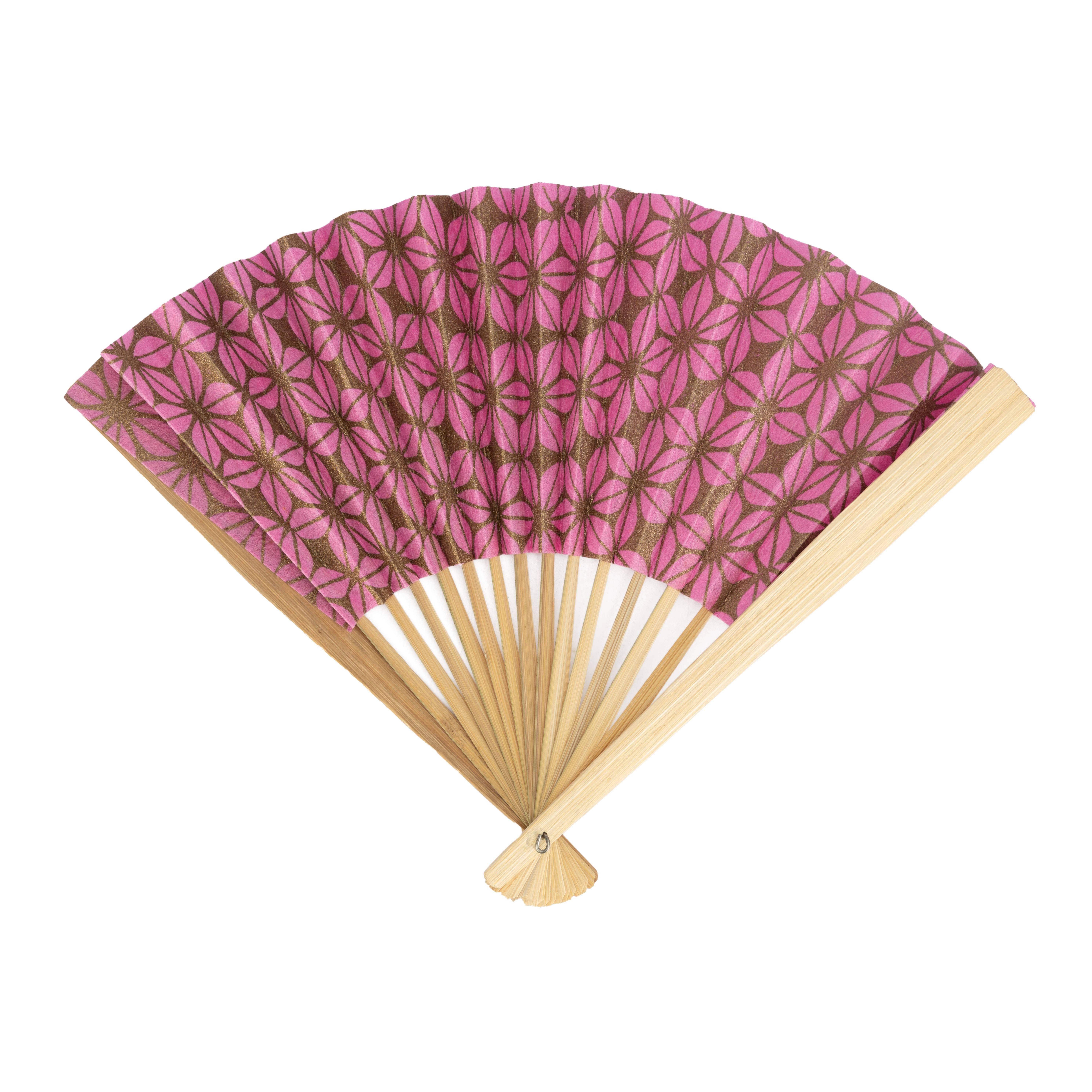 El Puente Handfächer Fächer mit Seidenpapier in Lila-Gold, Handmade, Fair Trade
