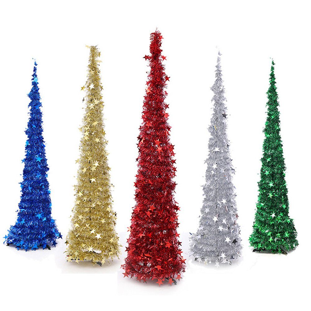 Blusmart Künstlicher Weihnachtsbaum 1,5 M Langer Weihnachtsbaumschmuck, Einziehbar, Rot Modischer