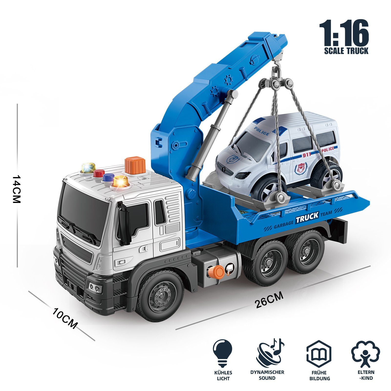 Esun Spielzeug-LKW LKW Spielzeug mit Auto Spielzeug, kran spielzeug, (Set, Komplettset), Abschleppwagen Spielzeug mit Sound, kinderspielzeug ab 2 3 4 jahre