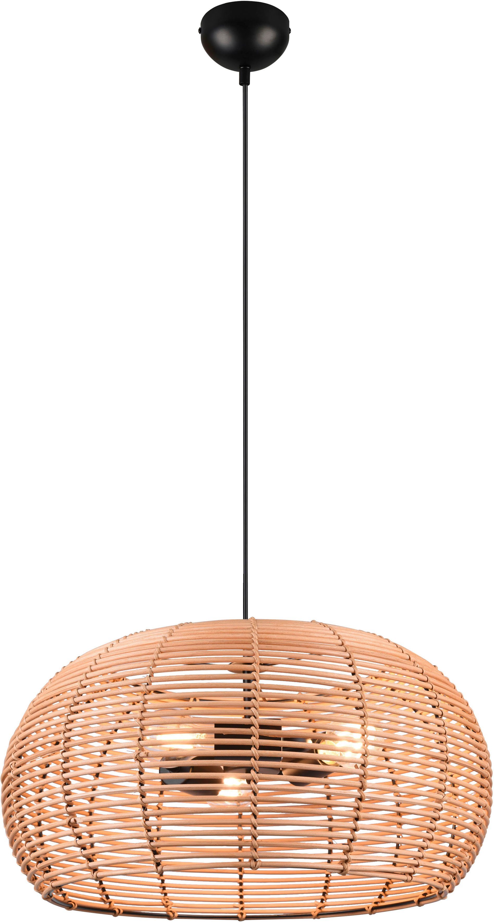 TRIO Leuchten Pendelleuchte Inga, ohne Leuchtmittel, warmweiß - kaltweiß, Hängelampe Rattan in Korbgeflecht Optik, exkl 3xE27, höhenverstellbar