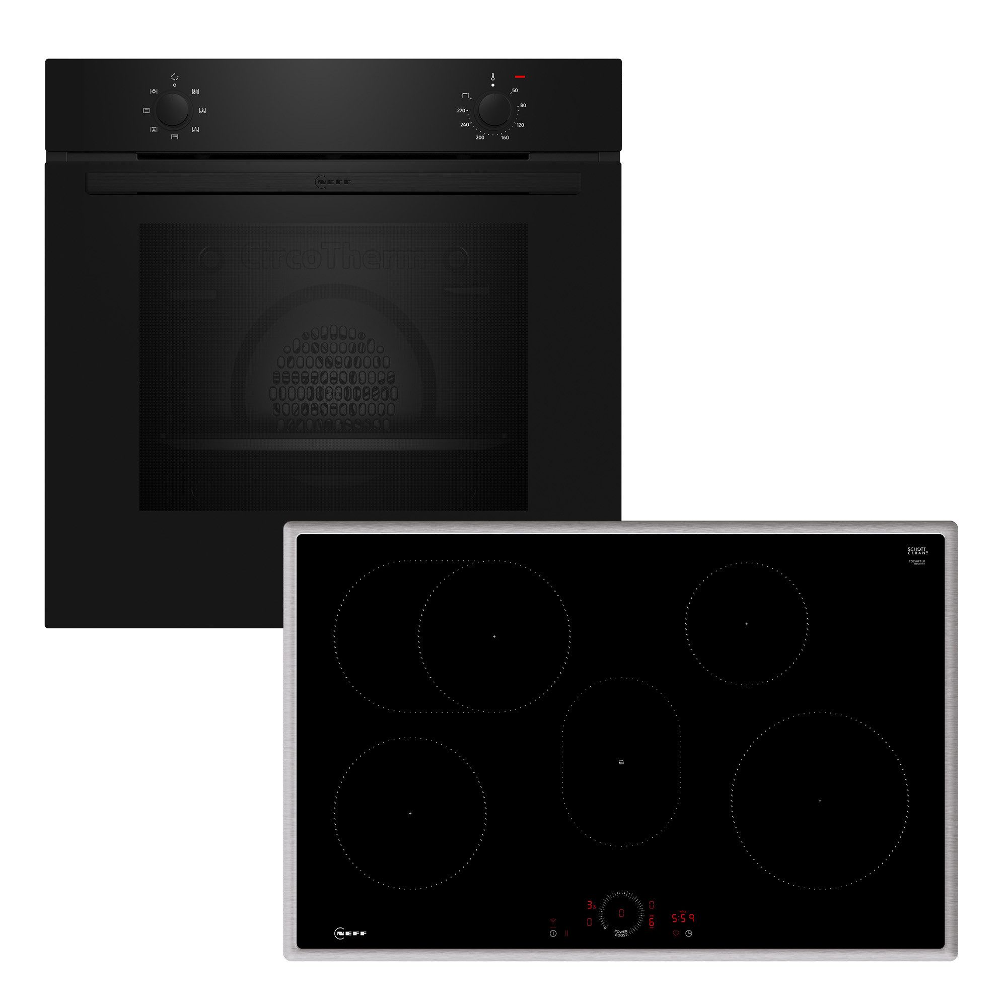 NEFF Backofen-Set N 30/N 70 BX18IB, mit Teleskopauszug nachrüstbar, Steuerung per Fingerdreh & CircoTherm® für Backen auf 3 Ebenen