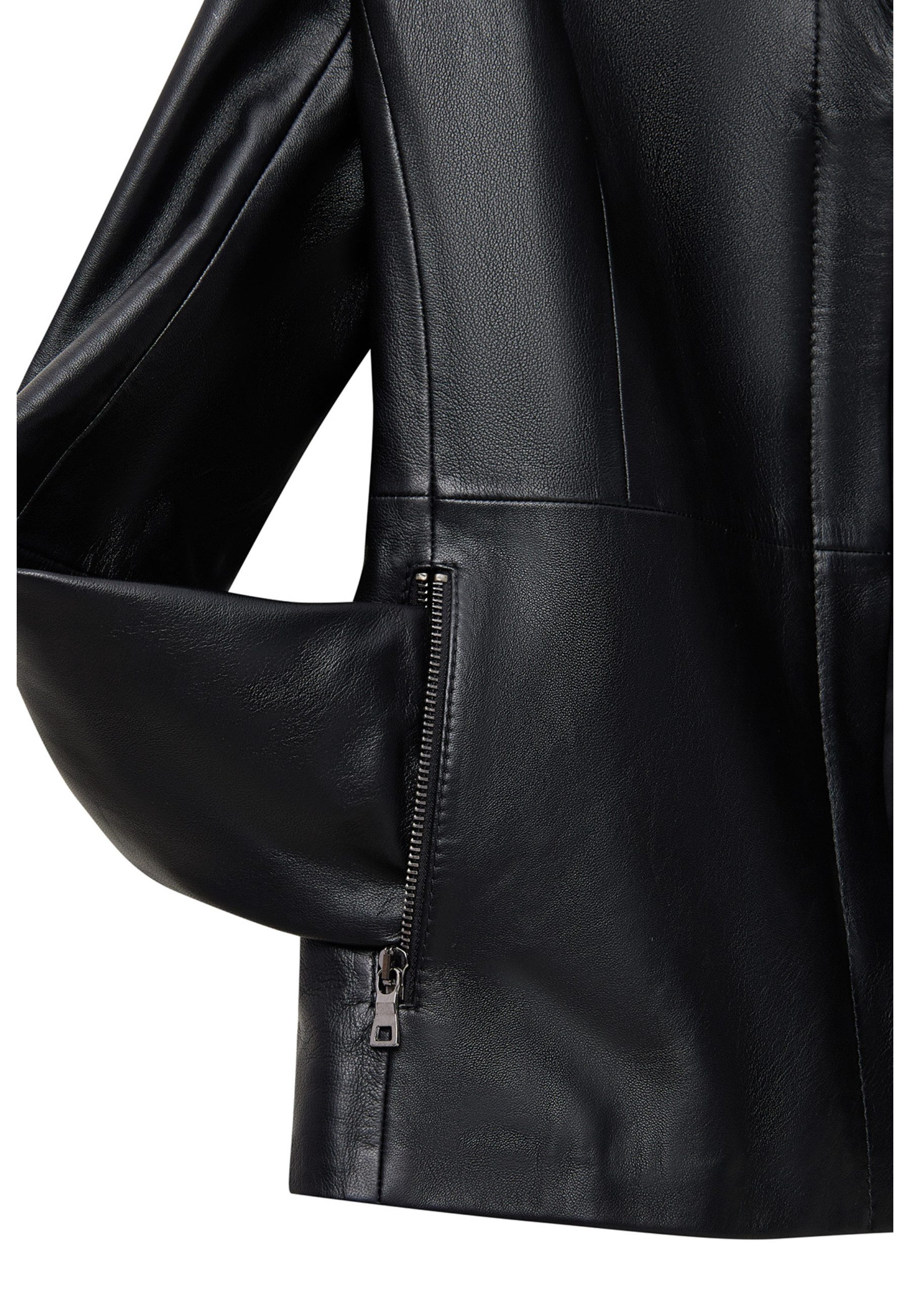 Derimod Lederjacke Helen Lederjacke Regular Fit, Reißverschluss, Reverskragen, Kurz, Textilfutter