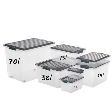 ROTHO Aufbewahrungsbox Compact 3er-Set Aufbewahrungsbox 38l mit Deckel (Aufbewahrungsset, 3er-Set)