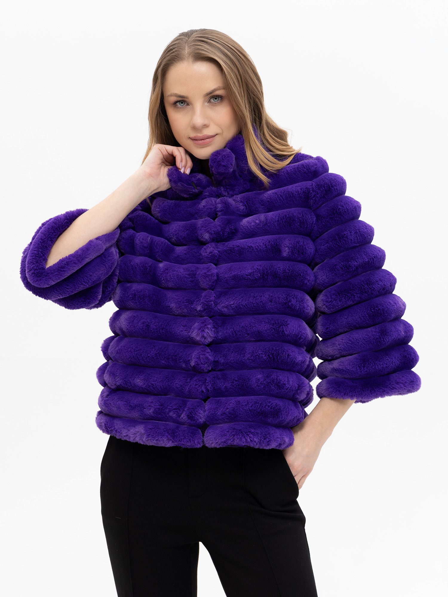 Passioni Winterjacke Felljacke mit 3/4-Arm mit Steppung