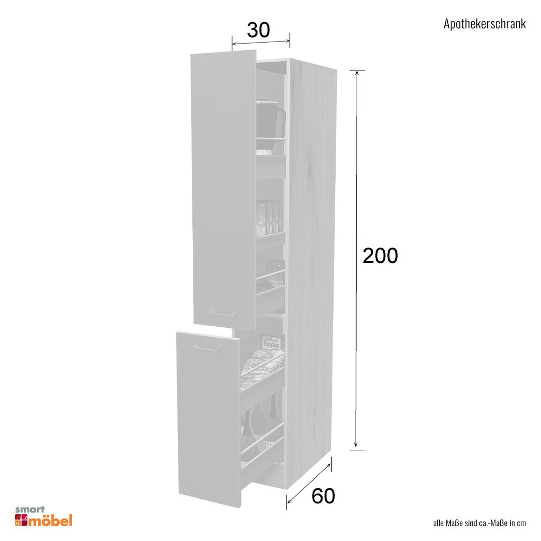 Flex-Well Apothekerschrank Apothekerschrank Küche - 30 cm breit - Buche – Namu