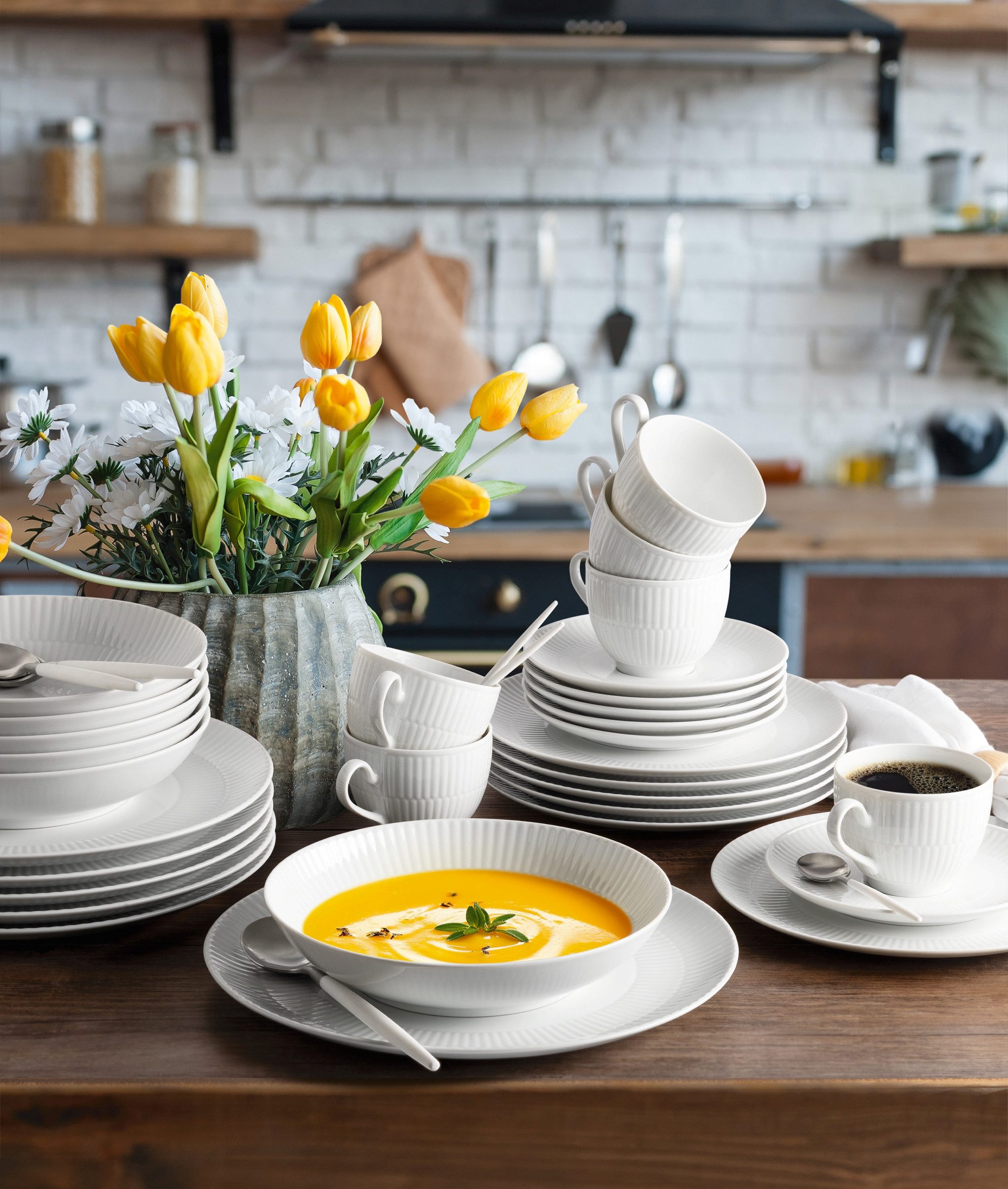 Seltmann Weiden Tafelservice Teller Set, Geschirr-Set, 12 Teile, Amina (12-tlg), 6 Personen, Porzellan, Geschirr-Set, Teller, Made in Germany, 12 Teile, für 6 Personen