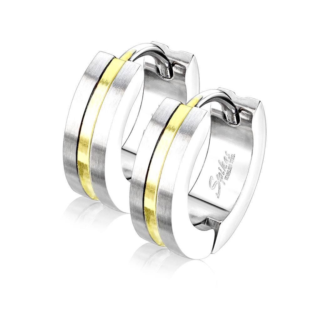 Creolen-Set Klapp-Creolen mit Mittelstreifen aus Edelstahl Unisex gold