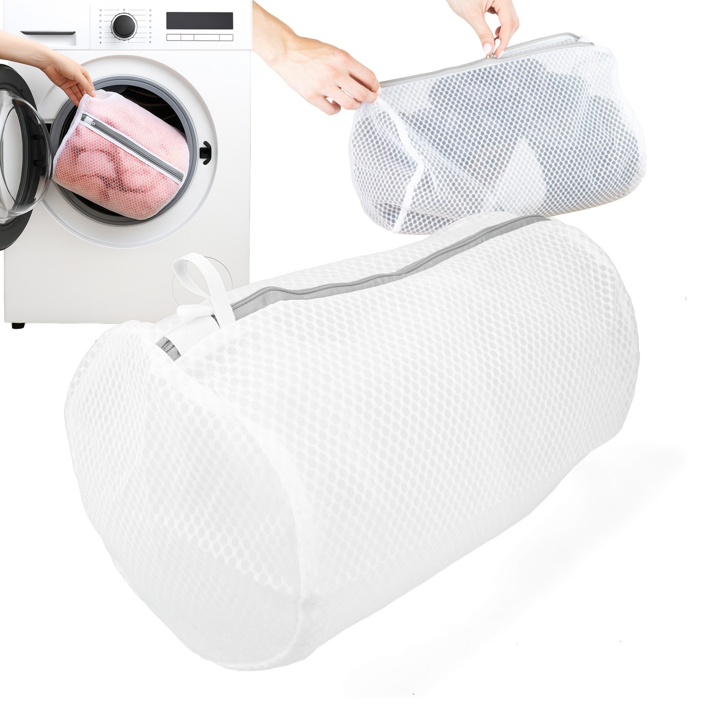 KomfortHome Wäschesäckchen Wäschenetz mit Reißverschluss 36x20x20 cm Wäschebeutel, Wäschesack für Feinwäsche Unterwäsche BH Strumpfhosen Schutzbeutel