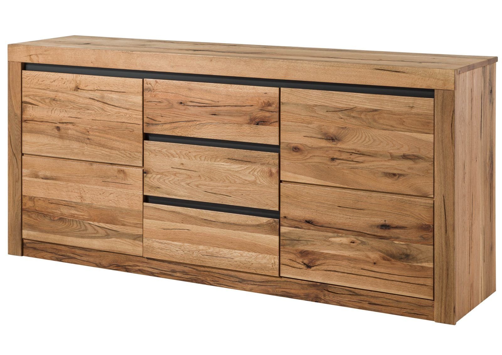 Massivmoebel24 Sideboard (Sideboard Wild-/ Zerreiche 185x45x85 Eiche natur geölt MONTREUX #128), Sideboard Wild-/ Zerreiche 185x45x85 Eiche natur geölt MONTREUX #128