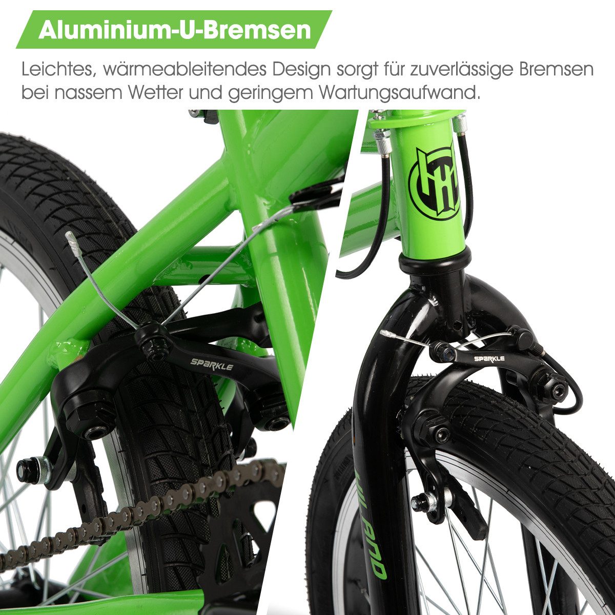 HILAND Kinderfahrrad Redeem 20 Zoll 3 Multiple Speichen BMX für Jungen ab 7-10 Jahre, 1 Gang, Reflektorplatte, Single Speed, 4 Pegs