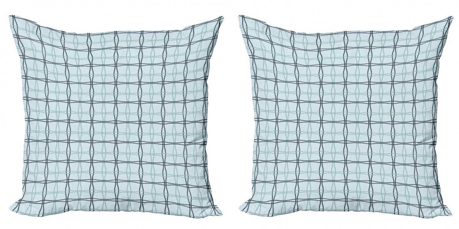 Abakuhaus Accent Muster Kissenbezüge (2 Stück), Modern Digitaldruck, Blau gewellte Platz Linien Doppelseitiger