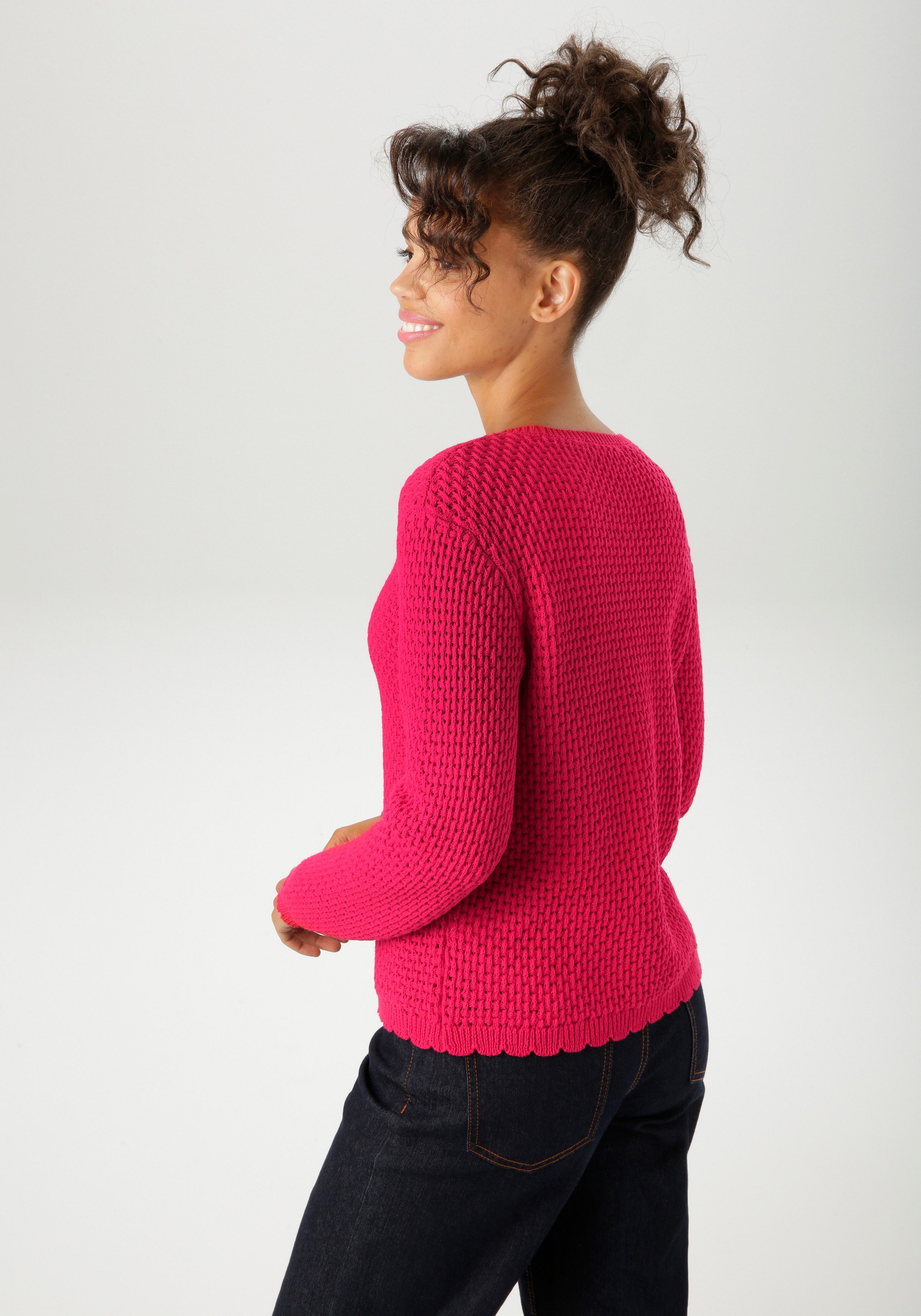 Aniston CASUAL Strickpullover mit gewellten Bündchen günstig online kaufen