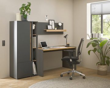 Furn.Design Schreibtisch Center (Büromöbel Set, 4-teilig inklusive Schrank und Regal), mit viel Stauraum