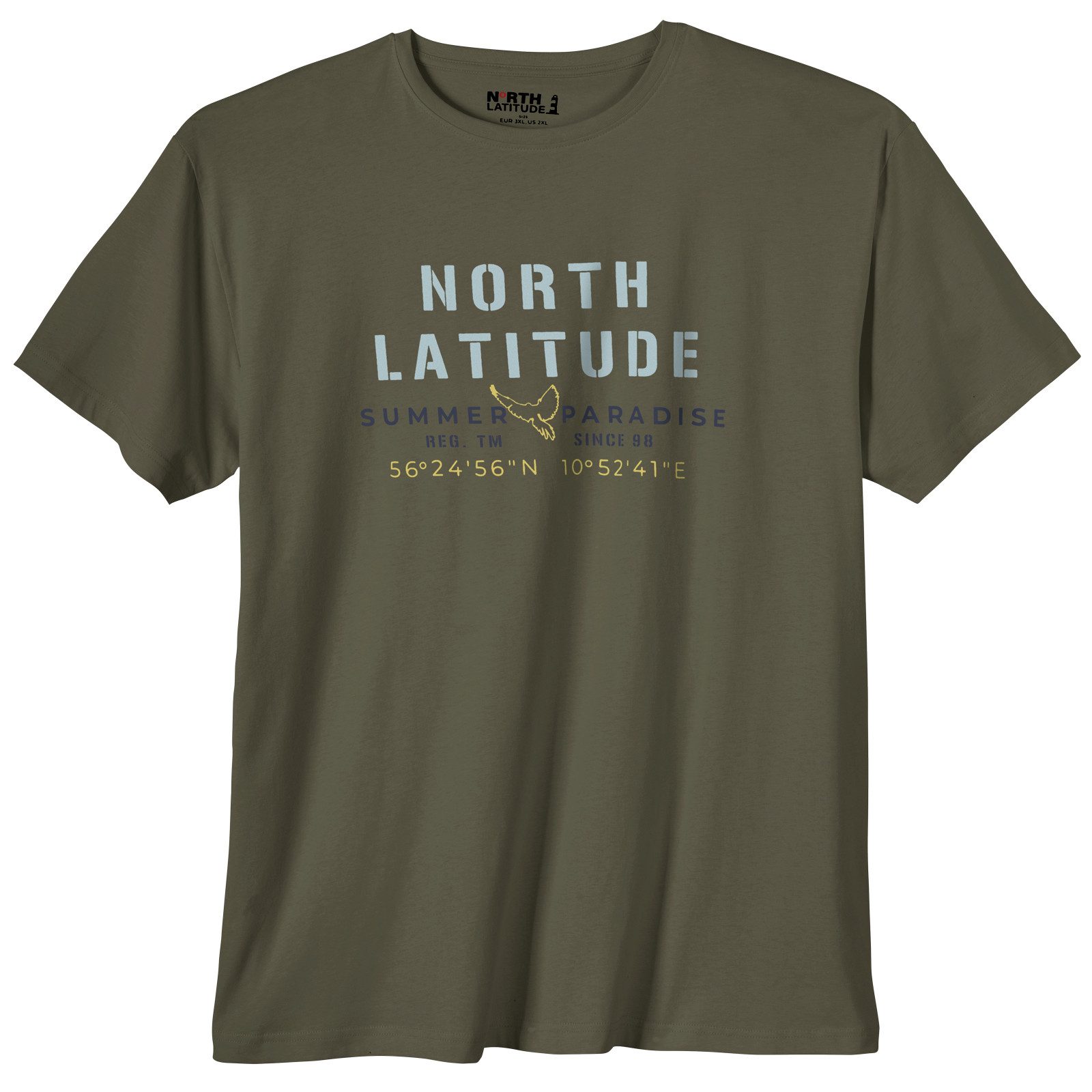 Rundhalsshirt North Latitude XXL T-Shirt oliv Logoprint