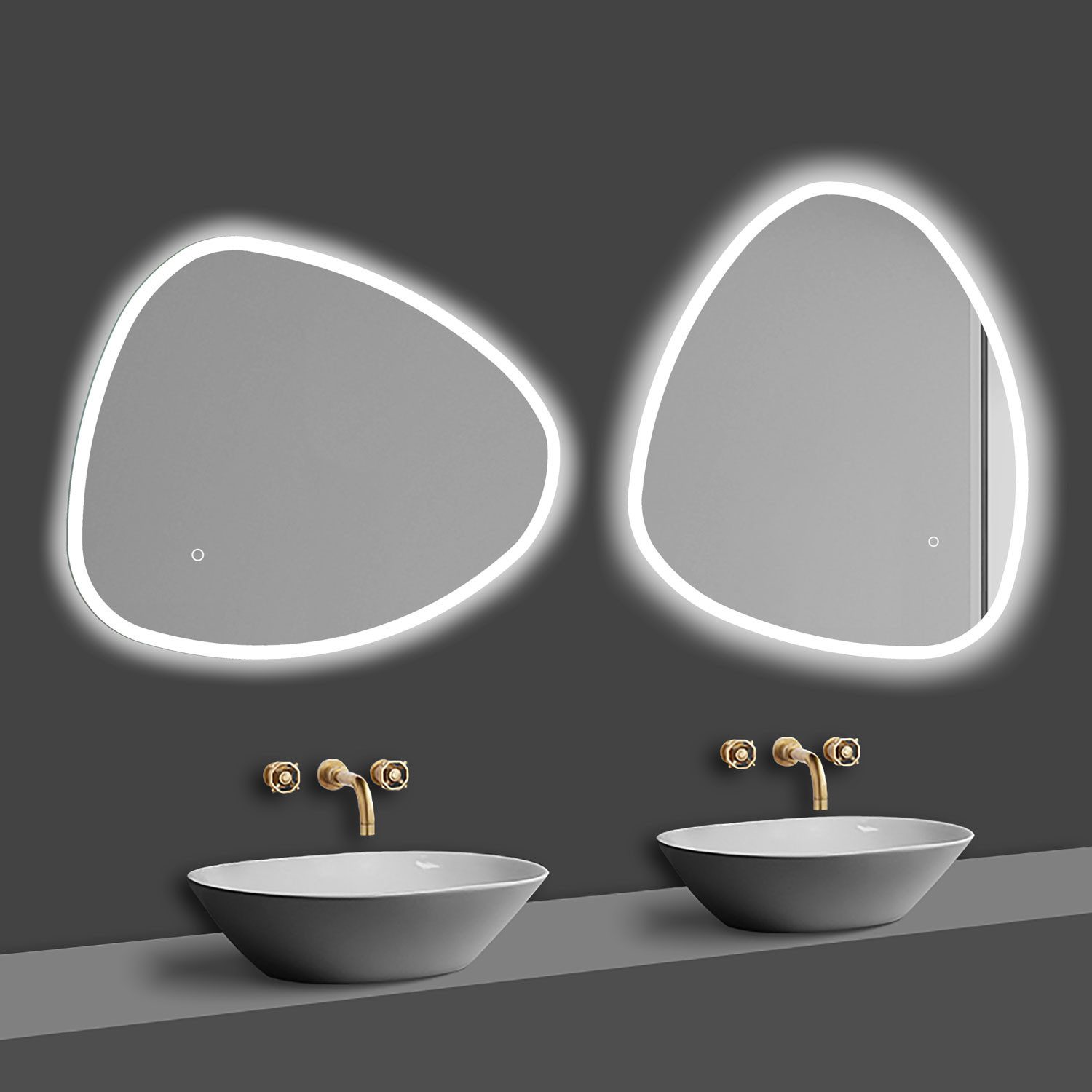 duschspa Badspiegel mit Beleuchtung Wandspiegel Lichtspiegel spezieller Runde Spiegel, Kalt/Neutral/Warmweiß, Touch/Wandschalter, Beschlagfrei, Memory