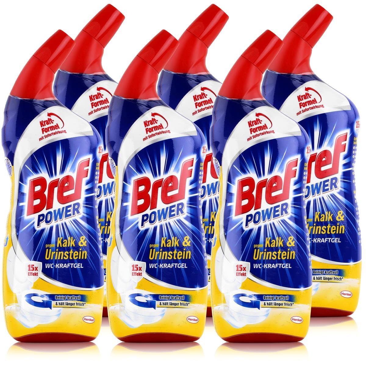 Bref Power WC-Kraftgel gegen Kalk & Urinstein 750ml (6er Pack) WC-Reiniger