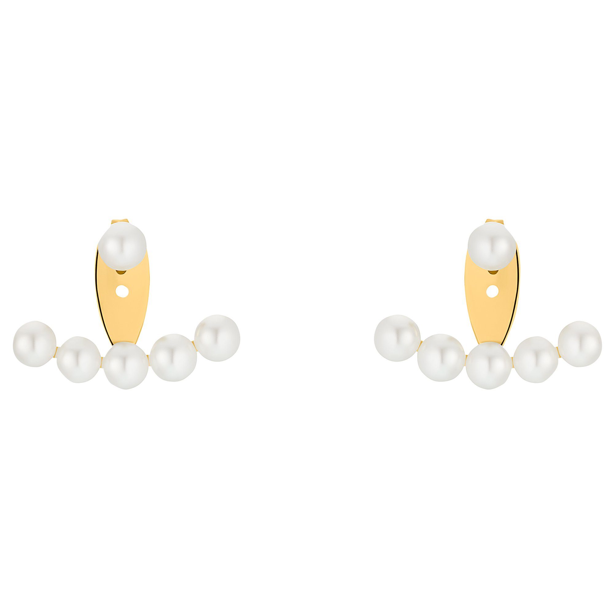 silberfarben mit inkl. poliert Paar Perlen goldfarben (Ohrringe, Ohrstecker Frida Geschenkverpackung), Heideman Ohrringe